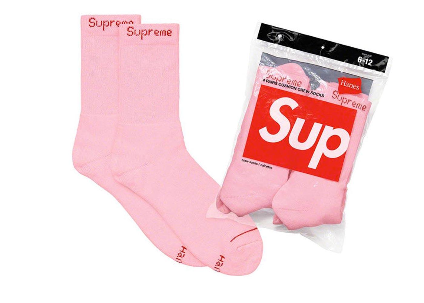 Shop Supreme Hanes Crew Socks 4 Pack Pink | ALPHET