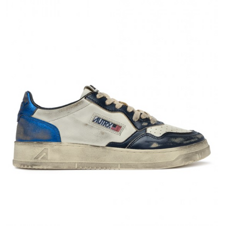 Autry Medalist Low Super Vintage White Blue and Black